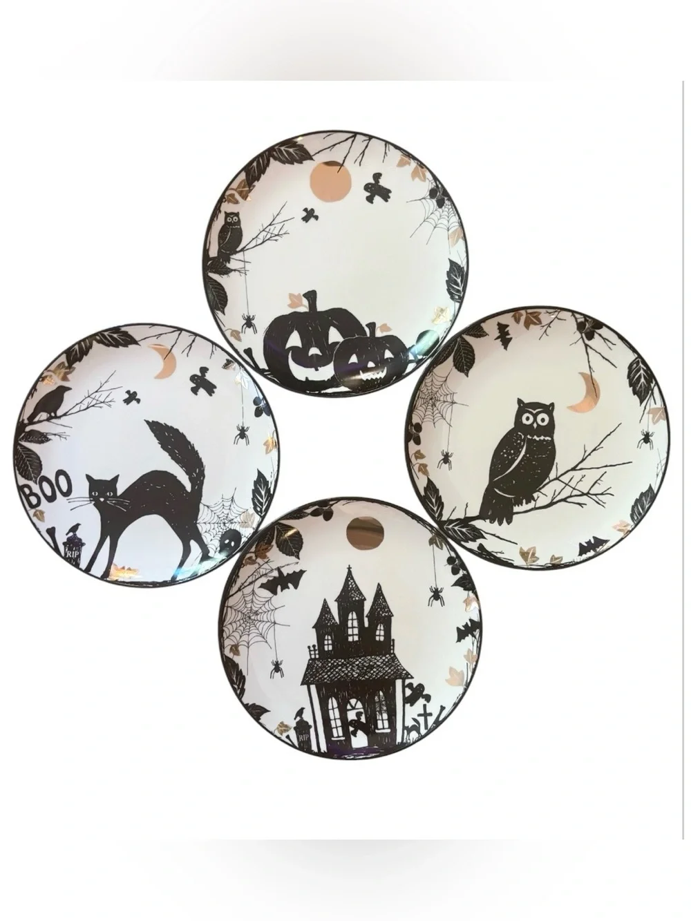 Lenox Haunted Halloween Porcelain Accent Plates Set Assorted Spooky Gothic Fall